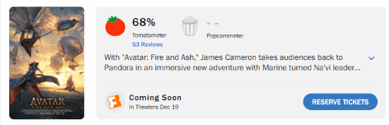 《阿凡达3》媒体口碑解禁！M站64分 降低期待