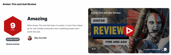 《阿凡达3》IGN 9分！技术没啥创新 但是圆满终章